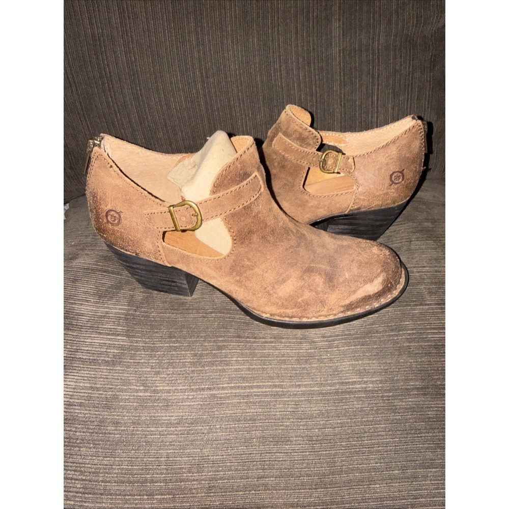 Born Boots Womens Size 9.5 Brown Leather Ankle Mendocino Block Heel Booties